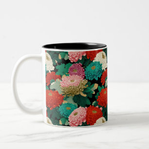 Tasse 2 Couleurs Fleurs de Chrysanthème Vintage BOHO Botanique