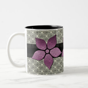 Tasse 2 Couleurs Fleurs de Damas fraisées