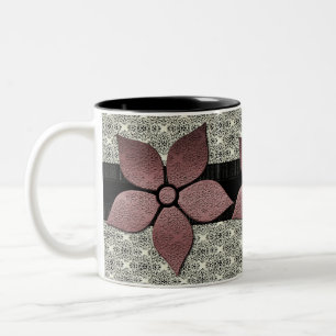Tasse 2 Couleurs Fleurs de Damas fraisées