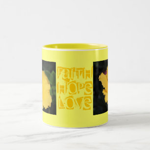 Tasse 2 Couleurs Fleurs de jaune de vigne de nom de monogramme