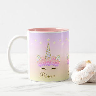 Tasse 2 Couleurs Fleurs de licorne Étoiles & Calligraphie