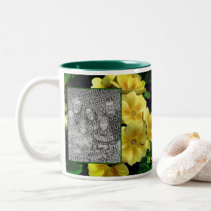 Tasse 2 Couleurs Fleurs de Primrose Jaune Ajouter Votre Photo