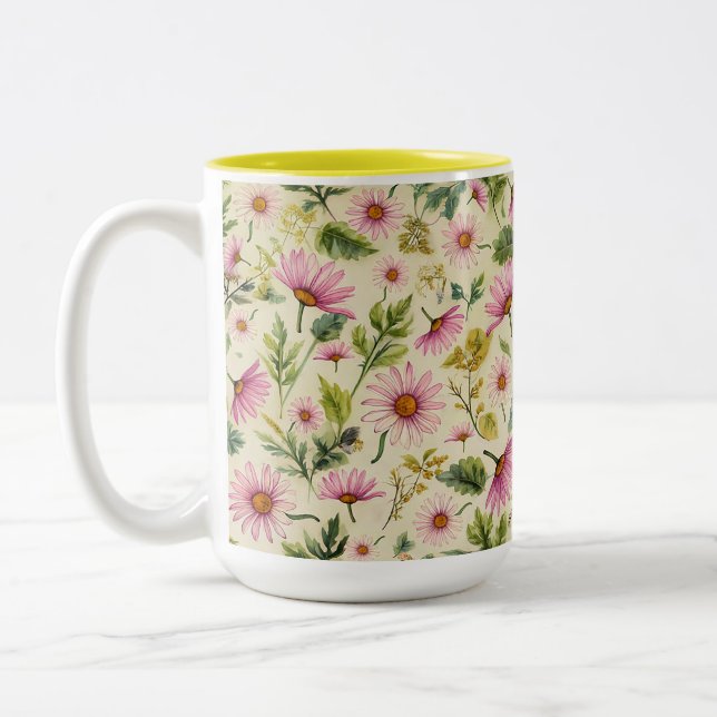Tasse 2 Couleurs Fleurs de printemps élégantes (Gauche)