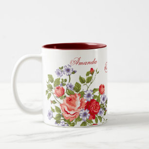 Tasse 2 Couleurs Fleurs de printemps Vintages mignonnes et colorées