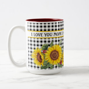 Tasse 2 Couleurs Fleurs de soleil En vichy noir Créez votre propre 