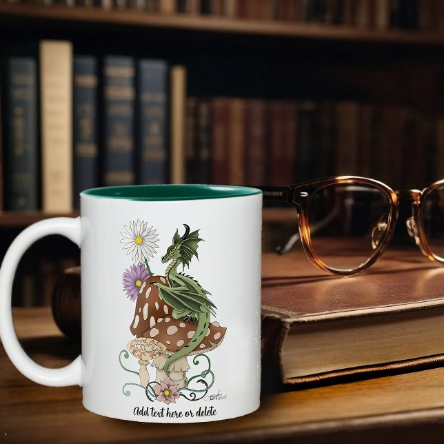 Tasse 2 Couleurs Fleurs d'Imaginaire de dragon de champignons verts (Créateur téléchargé)