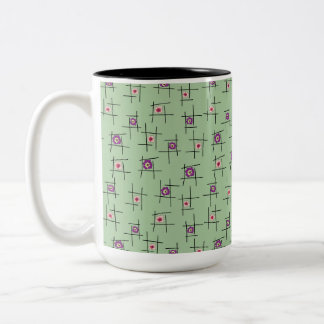 Tasse 2 Couleurs Fleurs et bâtons géométriques sur arrière - plan v
