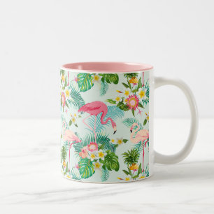 Tasse 2 Couleurs Fleurs Et Oiseaux Tropicaux Vintages