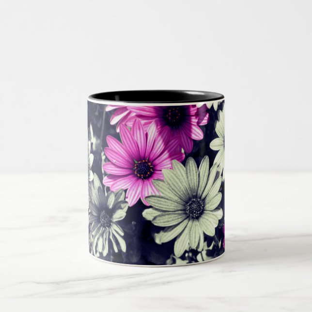 Tasse 2 Couleurs Fleurs Faisées Africaines En Noir Et Blanc (Centre)
