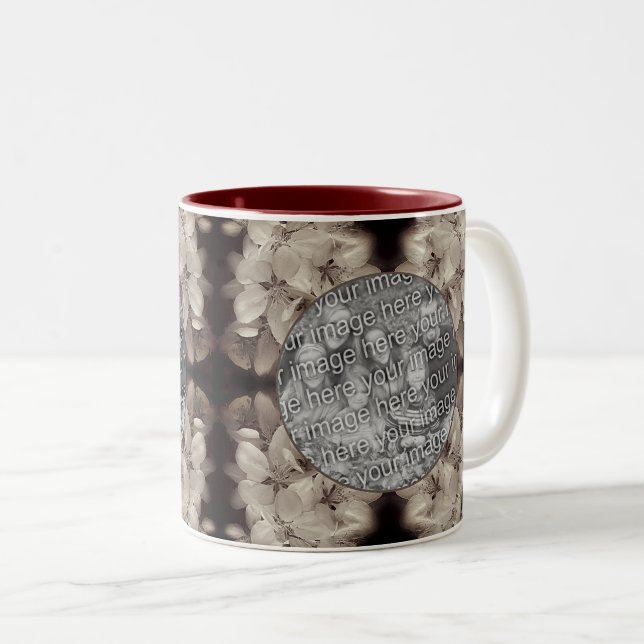Tasse 2 Couleurs Fleurs Fleurs Abstraites Ajouter Votre Photo (Devant droit)