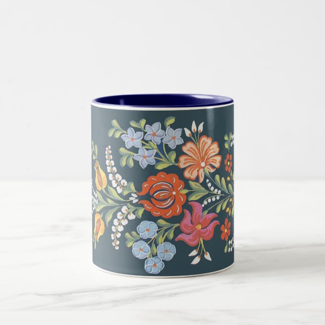 Tasse 2 Couleurs fleurs hongroises colorées (Centre)
