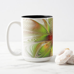 Tasse 2 Couleurs Fleurs imaginaires fractales douces et tendres