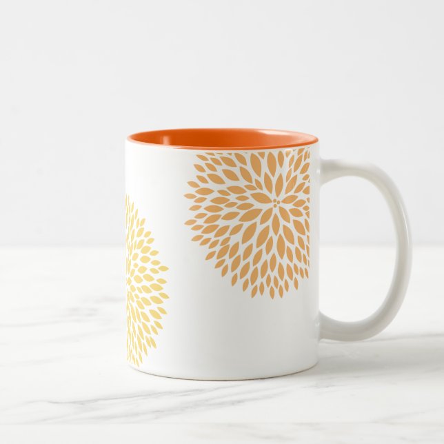 Tasse 2 Couleurs Fleurs jaunes orange (Droit)