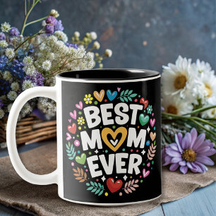Tasse 2 Couleurs fleurs modernes meilleure mère jamais