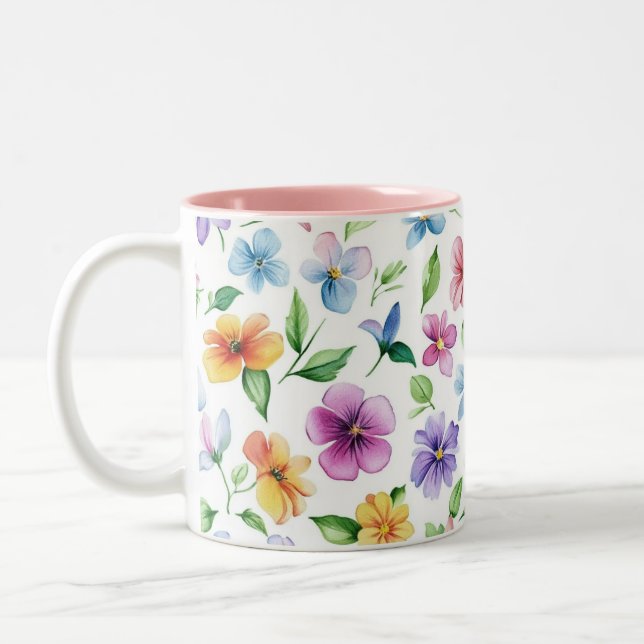 Tasse 2 Couleurs Fleurs Motif Floral Sublimation-95652 (Gauche)