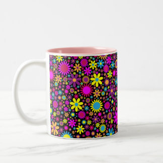 Tasse 2 Couleurs Fleurs Psychédéliques Vibrantes en Fleur