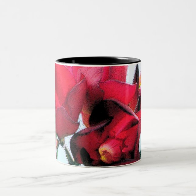 Tasse 2 Couleurs Fleurs rouges (Centre)
