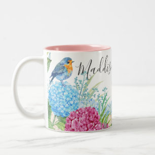 Tasse 2 Couleurs Fleurs sauvages à l'aquarelle florale d'Hydrangé