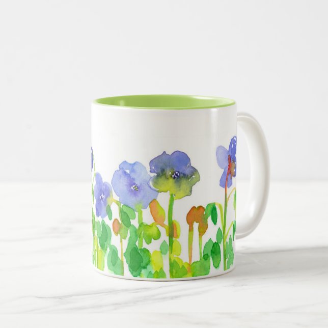 Tasse 2 Couleurs Fleurs sauvages d'aquarelle pourpre Cranesbill (Devant droit)