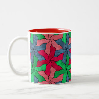 Tasse 2 Couleurs Fleurs Tessellées De Verre Tiré