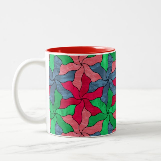 Tasse 2 Couleurs Fleurs Tessellées De Verre Tiré (Gauche)