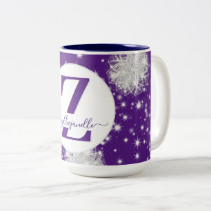 Tasse 2 Couleurs Flocon de neige bleu personnalisé Thé de cacao