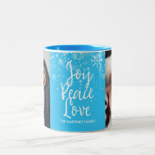 Tasse 2 Couleurs Flocons de neige de vacances Photo et nom