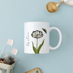 Tasse 2 Couleurs Floral noir Botanique minimal Floral