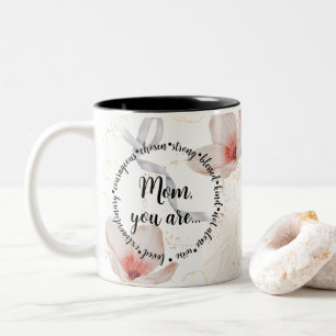 Tasse 2 Couleurs Floral rose moderne Maman Tu es mère Jour des mère