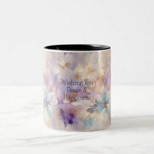 Tasse 2 Couleurs Flore bleu violet d'or blanc