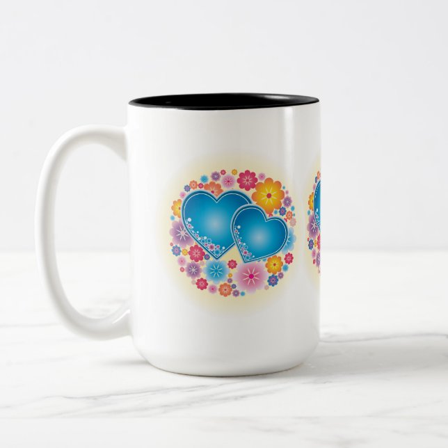 Tasse 2 Couleurs Flore du coeur bleu (Gauche)