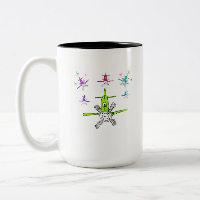 Tasse 2 Couleurs Flotte de plongée d'avions (Gauche)