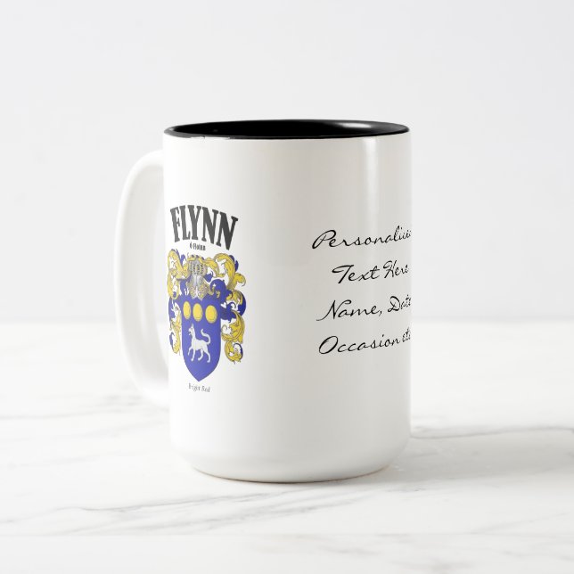 Tasse 2 Couleurs Flynn Family Crest, Traduction & Signification (Devant gauche)