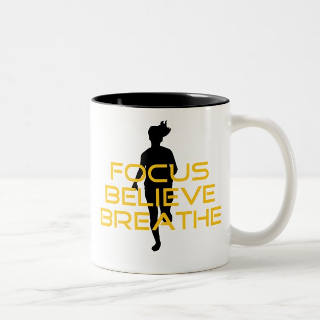 Tasse 2 Couleurs Focus Croire Respirer Jaune Courir Fitness (Droit)