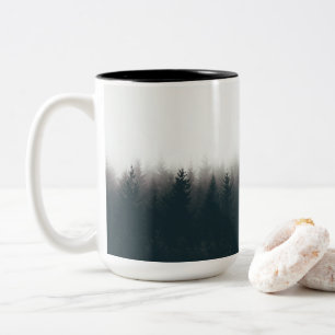 Tasse 2 Couleurs Foggy Forest Pine Mountain Art esthétique
