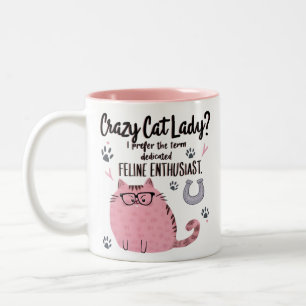 Tasse 2 Couleurs Folle de chats ? Cadeau drôle pour amateur de chat