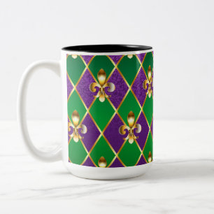 Tasse 2 Couleurs Fond de bijoux Mardi Gras