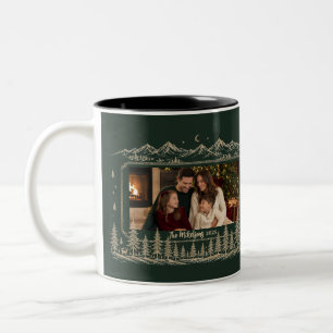 Tasse 2 Couleurs Forêt de sapins de Noël fantaisiste