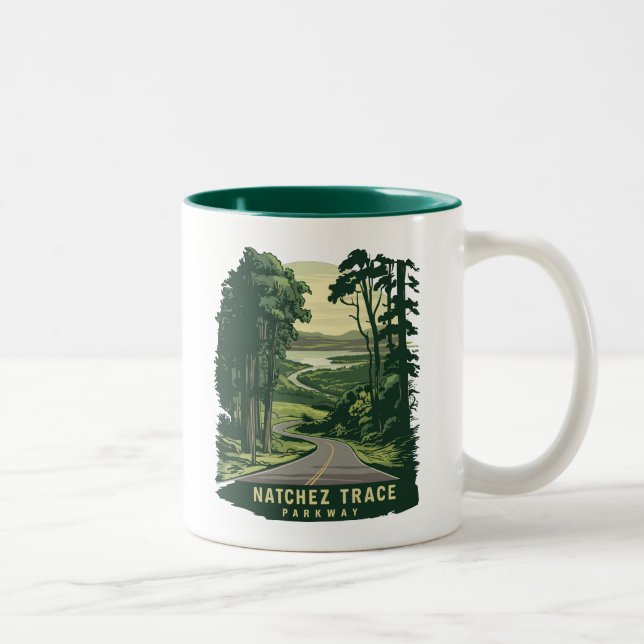 Tasse 2 Couleurs Forêt Mississippi de Natchez Trace Parkway (Droit)