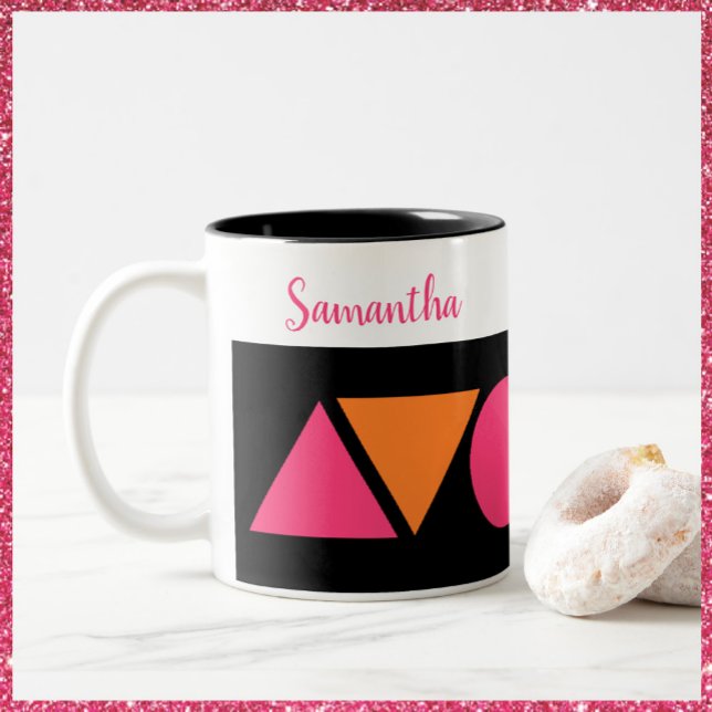 Tasse 2 Couleurs Formes modernes rose et orange (Créateur téléchargé)
