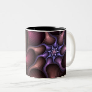 Tasse 2 Couleurs Fractale colorée abstraite rayée brillante magique