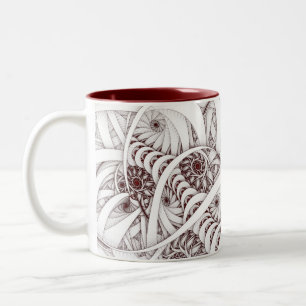 Tasse 2 Couleurs Fractale en spirale rouge et blanche "de longue