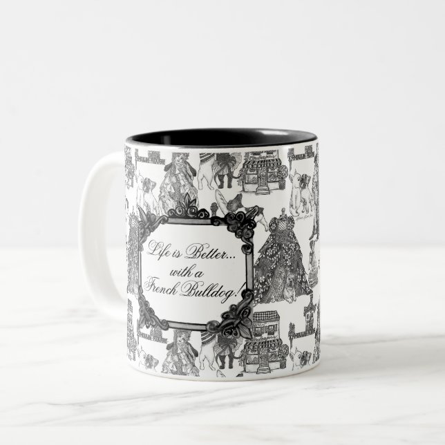 Tasse 2 Couleurs FRANÇAIS BULLDOG French Black Toile (Devant gauche)