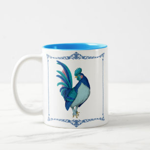 Tasse 2 Couleurs French Country Farmhouse Roster Bleu rose Turquois