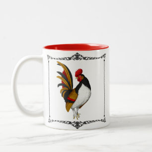 Tasse 2 Couleurs French Country Farmhouse Roster Rouge Black Gold