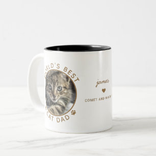 Tasse 2 Couleurs Fun Best Cat Papa Deux Photo Gold Typographie mode