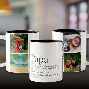 Tasse 2 Couleurs Fun Modern Papa Définition Citation Photo Collage