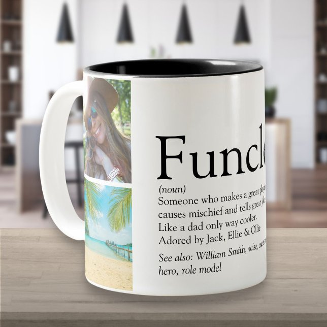 Tasse 2 Couleurs Funcle, Oncle Définition 4 Collage photo (Funcle, Uncle Definition 4 Photo Collage Two-Tone Coffee Mug)