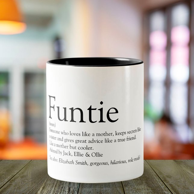Tasse 2 Couleurs Funk, tante, Tante Définition Moderne Amusant (Créateur téléchargé)