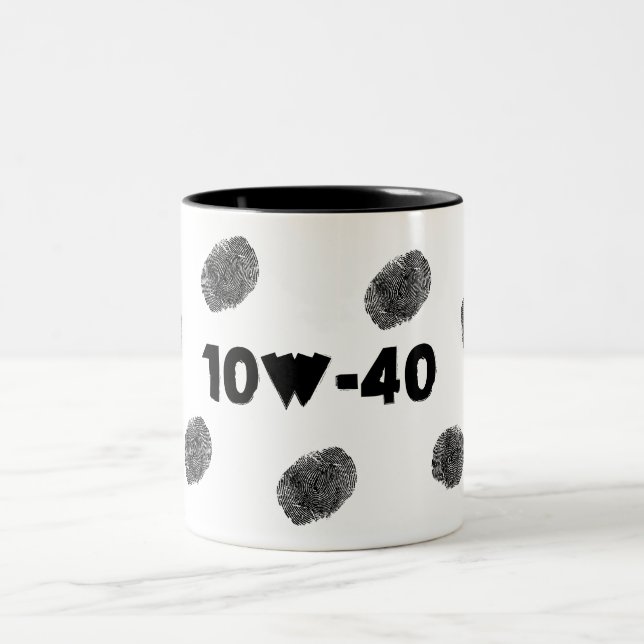 Tasse 2 Couleurs Funny Auto Mécanique 10W40 Gris empreintes digital (Centre)